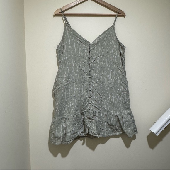 Women's American Eagle Green and Beige Sleeveless Baby Doll Midi Dress Size M - Picture 3 of 15